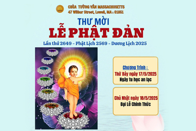 Thông Báo Chương Trình Đại Lễ Phật Đản lần thứ 2649 - DL: 2025 tại Chùa Tường Vân Massachusetts